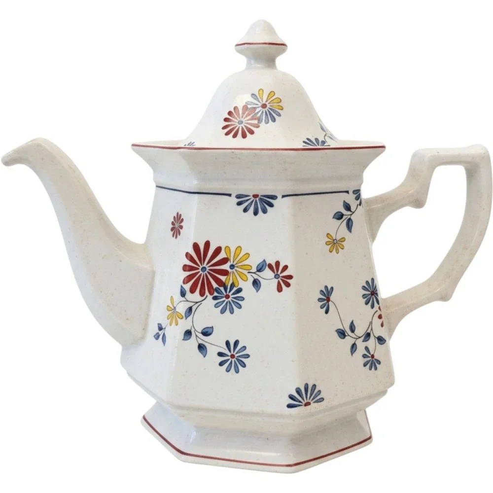 Adams Real English Ironstone Vermont Teapot Floral Octagonal Made in England